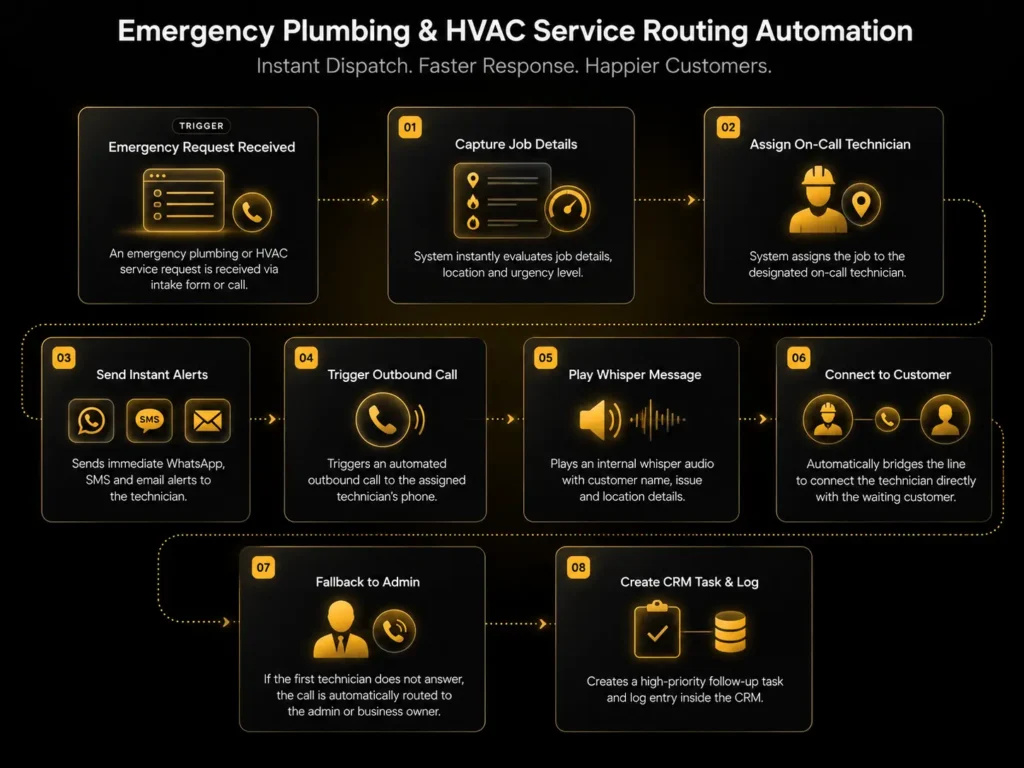 Emergency Plumbing & HVAC service routing automation workflow