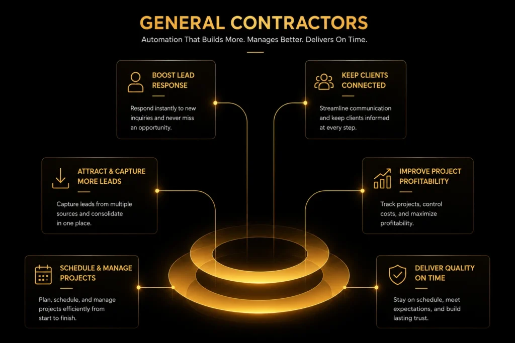 General contractor automation workflow infographic