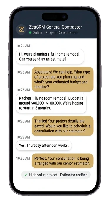 General contractor lead journey