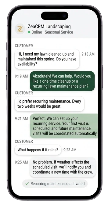 Landscaping lead journey