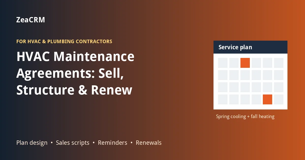 HVAC maintenance agreements: service plan calendar with spring and fall tune-up visits